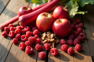 Assortiment de fruits rouges colorés sur une table en bois