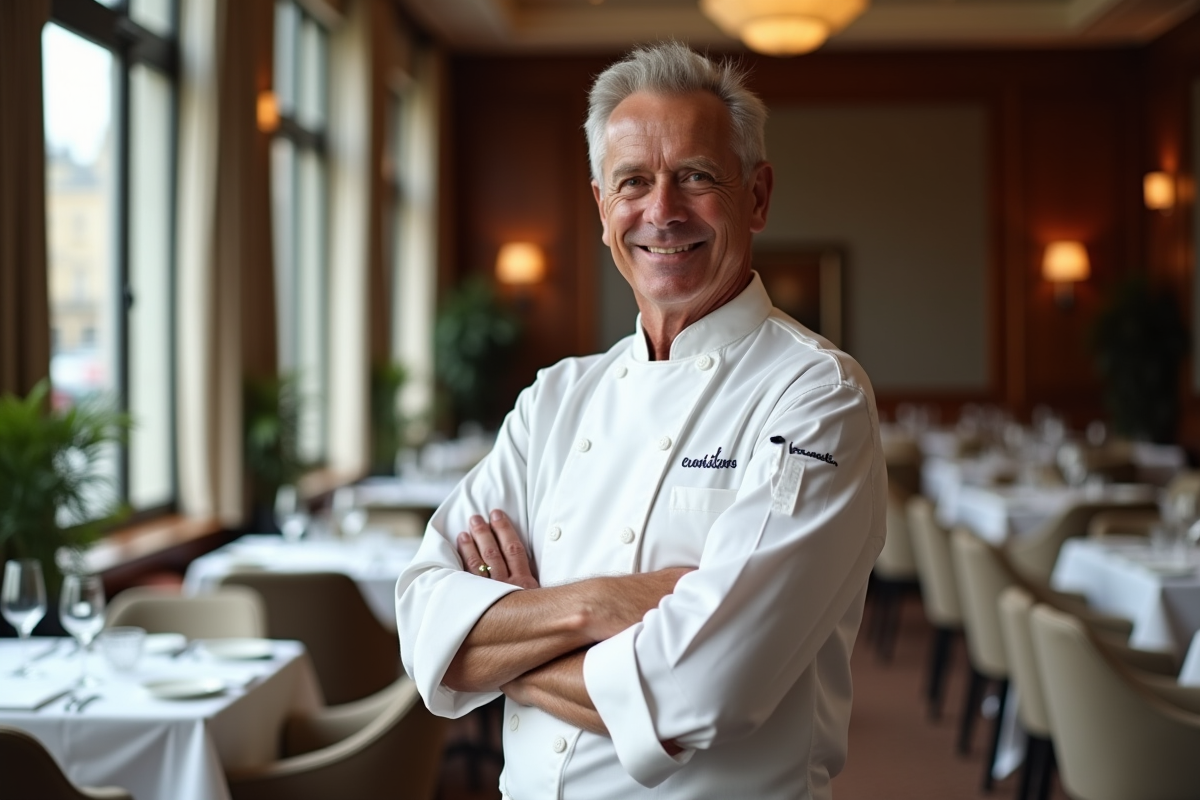 Chef français élégant dans un restaurant de luxe