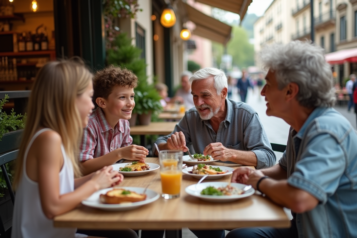 Famille multigeneration profitant d