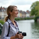Femme souriante au bord de la Seine à Argenteuil