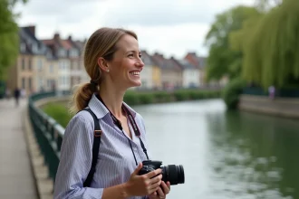 Femme souriante au bord de la Seine à Argenteuil