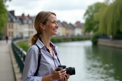 Femme souriante au bord de la Seine à Argenteuil