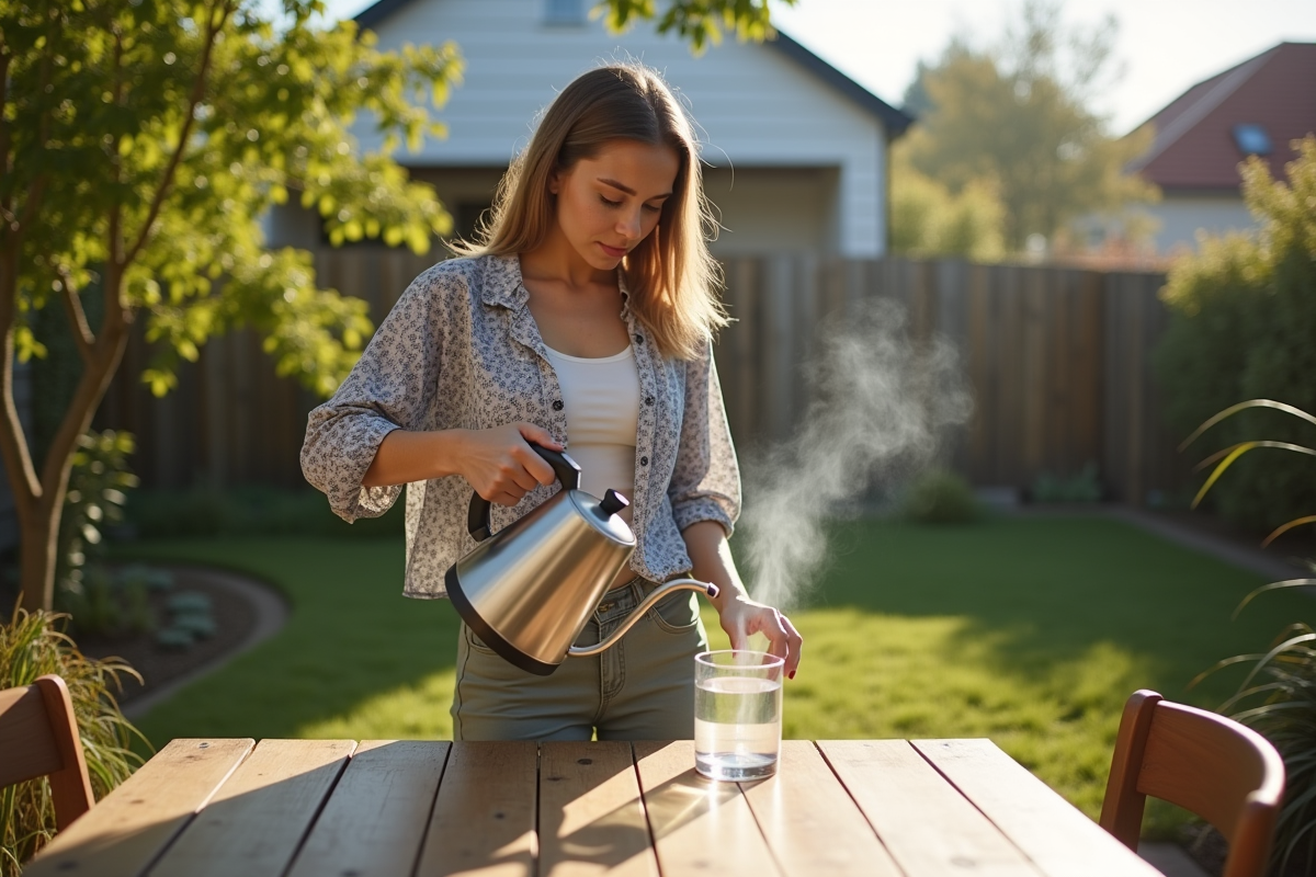 Jeune femme versant de l