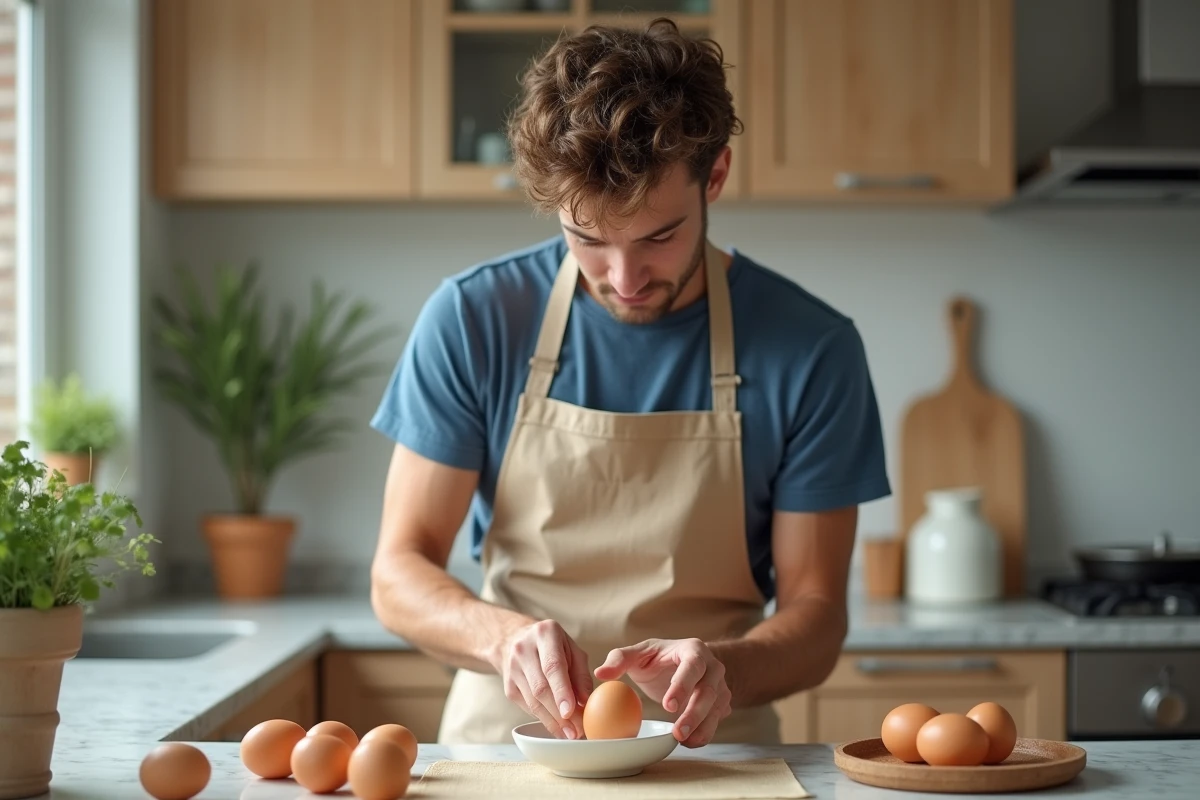 Jeune homme vérifiant la fraîcheur d