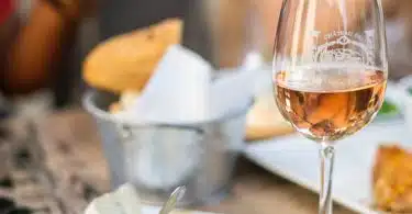 clear wine glass on table