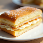 Millefeuille tranché avec crème pâtissière et pâte croustillante