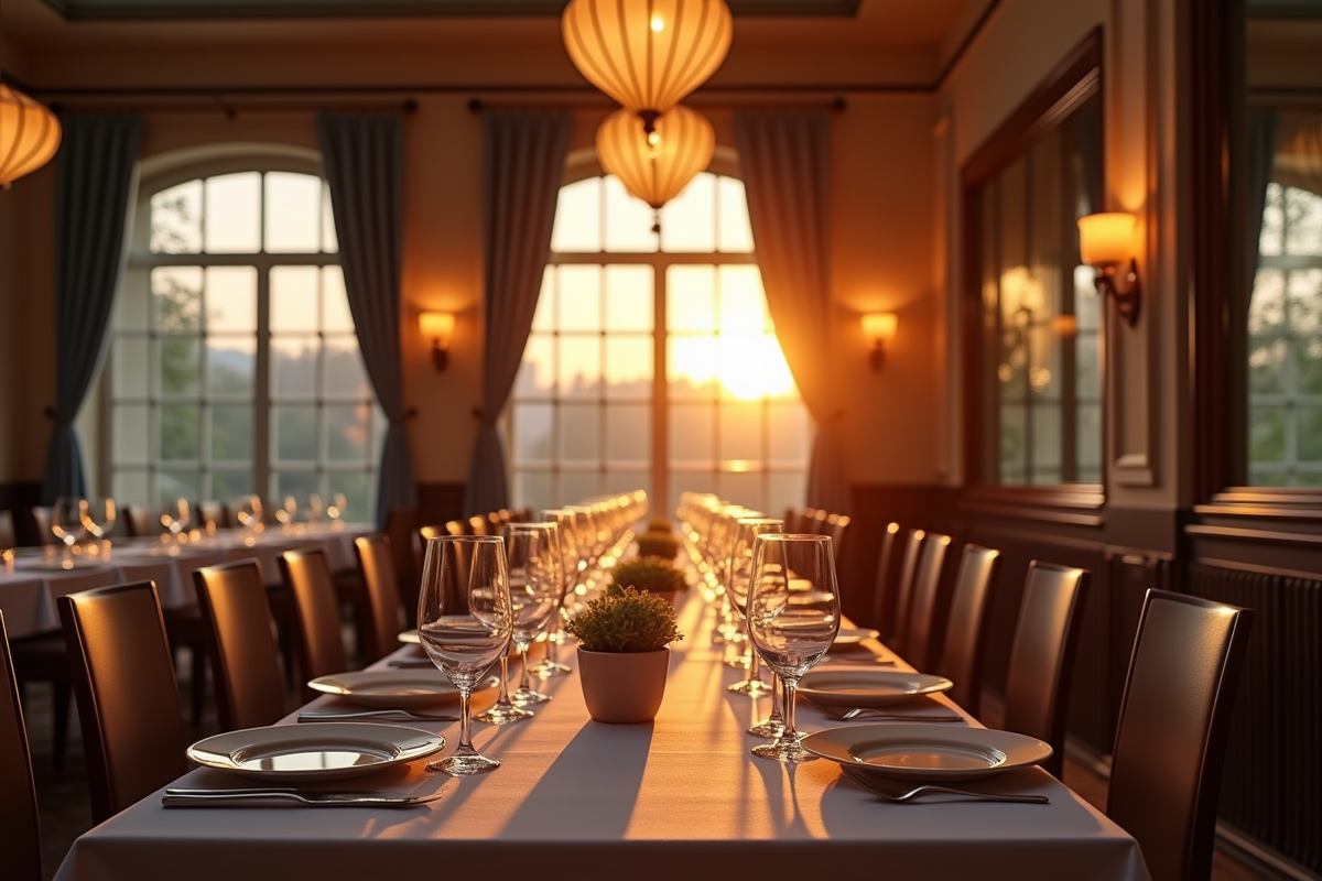 Salle élégante de restaurant avec absence d étoile Michelin
